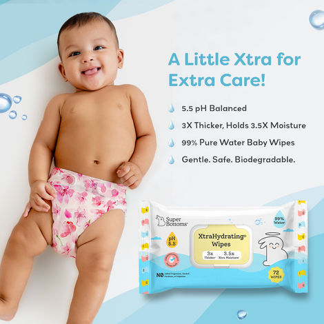 SuperBottoms Xtrahydrating Premium Wipes For Babies