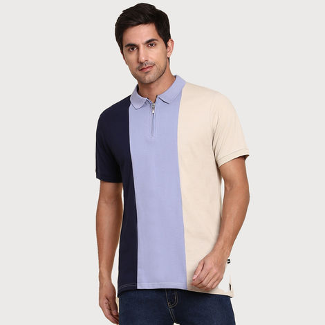 Dennis Lingo Men's Color Block Half Sleeve Polo T-shirt | Navy | S