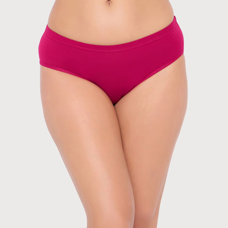 Clovia Cotton Spandex Pack Of 3 Medium Waist Inner Elastic Hipster Panty (Purple , Blue , Pink - Xl)