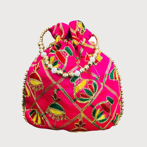 Gullak Women's Embroidered Silk Potli | Multicolour