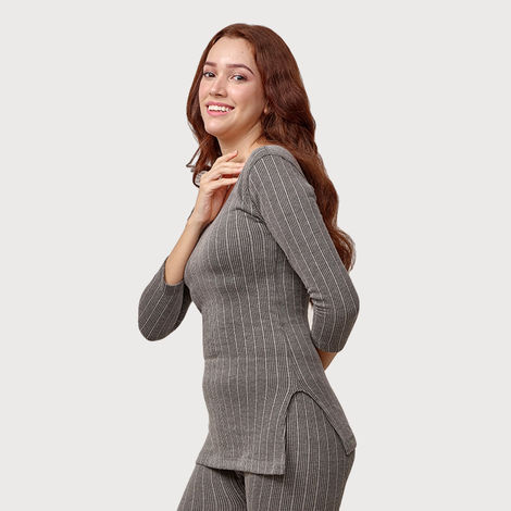 Lux Inferno Long Length Thermal Top For Women | Charcoal | 80 | S