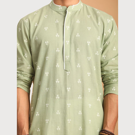 Vastramay Men's Cotton Kurta | Green - M