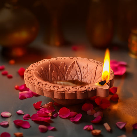 Large Round Mitti Diya - Handcrafted Traditional Clay Oil Lamp | Clay Diya | 1 Pcs | Cycle