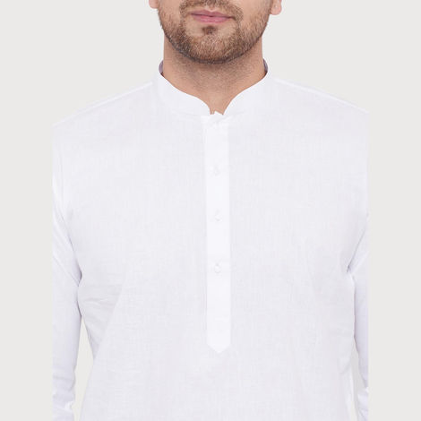 Vastramay Men's Cotton Kurta | White & Small - S