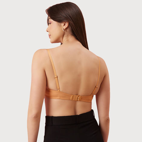 Clovia Cotton Padded Underwired Multiway Strapless Balconette T-Shirt Bra | Nude | 36C