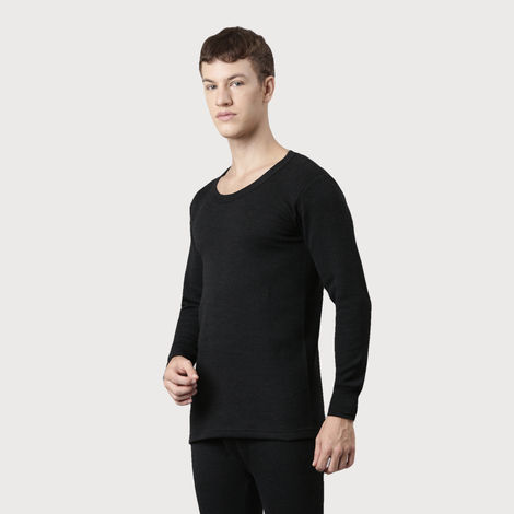 Rupa Thermocot Volcano Round Neck Full Sleeve Thermal Top For Men | Anthra Melange - XXL
