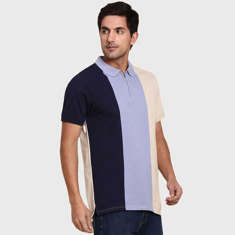 Dennis Lingo Men's Color Block Half Sleeve Polo T-shirt | Navy | S