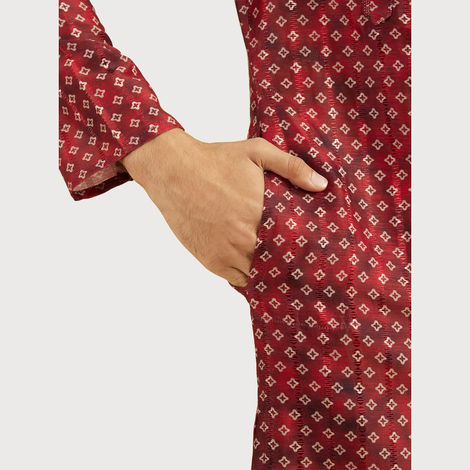 Diwas By Manyavar Rust Art Silk Printed Kurta Set | S