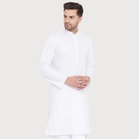 Vastramay Men's Cotton Kurta | White & Small - S
