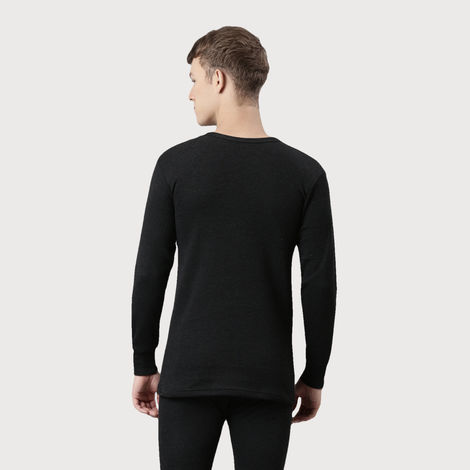 Rupa Thermocot Volcano Round Neck Full Sleeve Thermal Top For Men | Anthra Melange - XXL