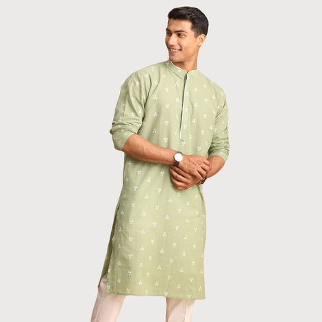 Vastramay Men's Cotton Kurta | Green - M