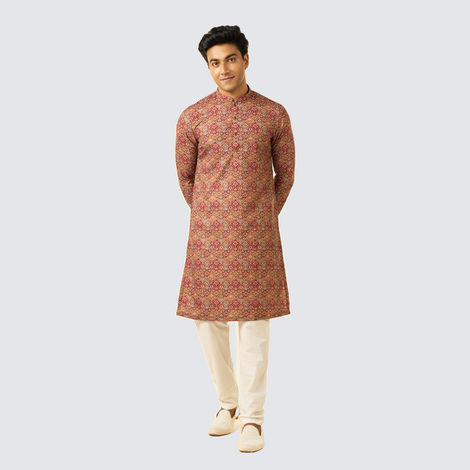 Diwas By Manyavar Men's Tan Destiny Kurta | Brown - 2XL