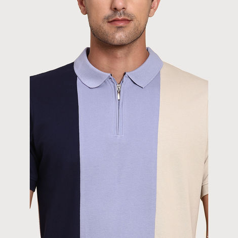 Dennis Lingo Men's Color Block Half Sleeve Polo T-shirt | Navy | S