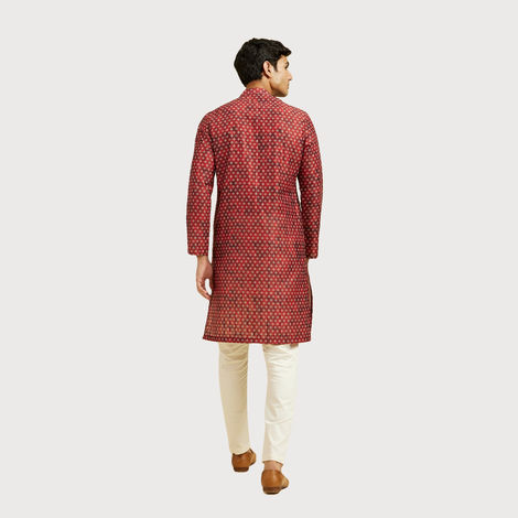 Diwas By Manyavar Rust Art Silk Printed Kurta Set | S