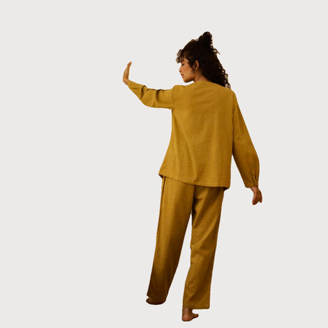 Sanskrutihomes Women's Pure Cotton Night suits | SE-NSP-706 | Mustard - S