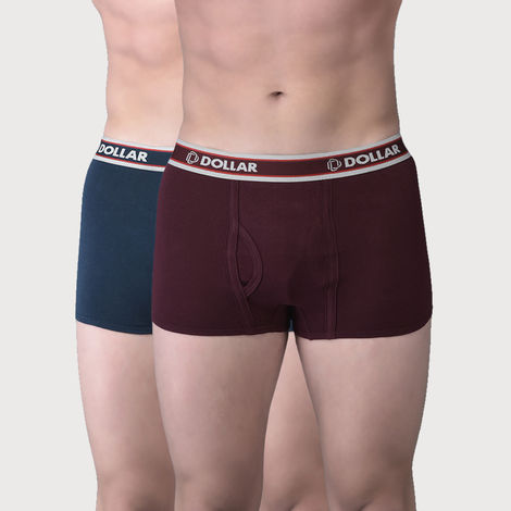 Dollar Bigboss Men's Solid Combed Trunk With Double Pouch Support | Pack Of 2 | Assorted - L