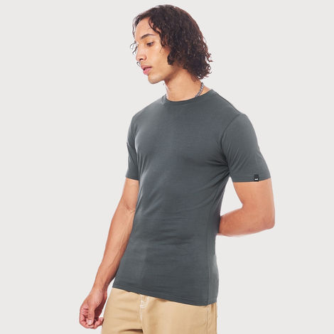 Bewakoof Round Neck Men's T-shirt | Grey - L