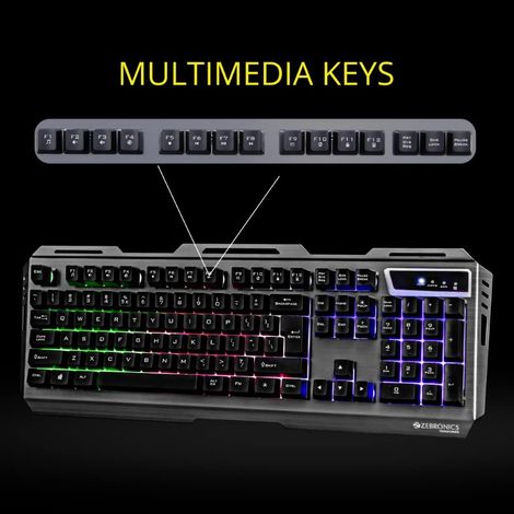Zebronics Transformer Gaming Keyboard & Mouse Combo Mouse With 6 Buttons Led Lights 3200Dpi Black