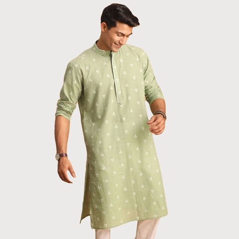 Vastramay Men's Cotton Kurta | Green - M