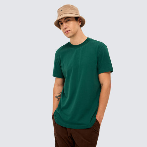 The Bear House Men Relax Fit Solid T-shirt - Grelaro | Bottle Green | XXL