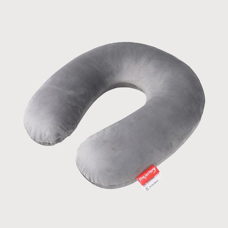 Trajectory Unisex Solid Polyester Neck Pillow | Grey - One Size