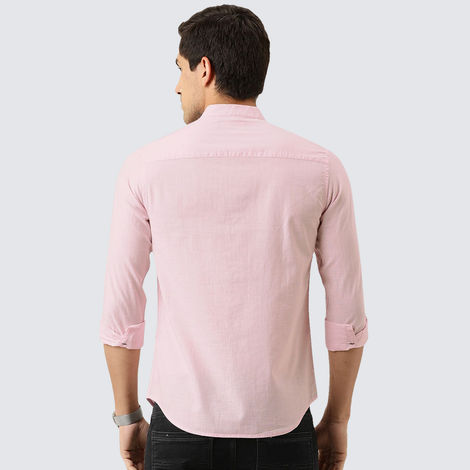 The Indian Garage Co Men's Slim Fit Solid Casual | Pink | L