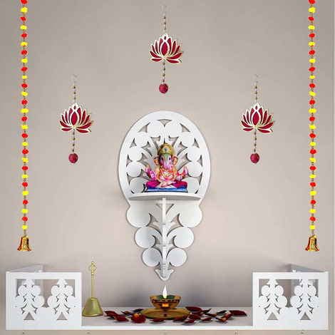 Party Propz Lotus Artificial Hanging Decoration With Pom Pom
