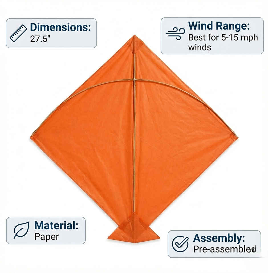 Paper Kite | Orange | Pack of 3 | Patang | Samsidhi