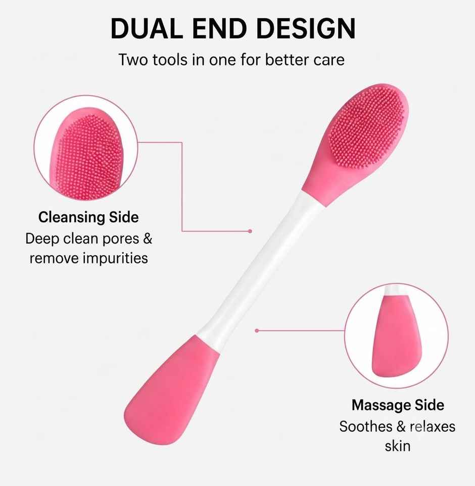 Beautiliss 2 in 1 Multipurpose Double sided Silicone Brush for Face Deep Cleansing | Assorted