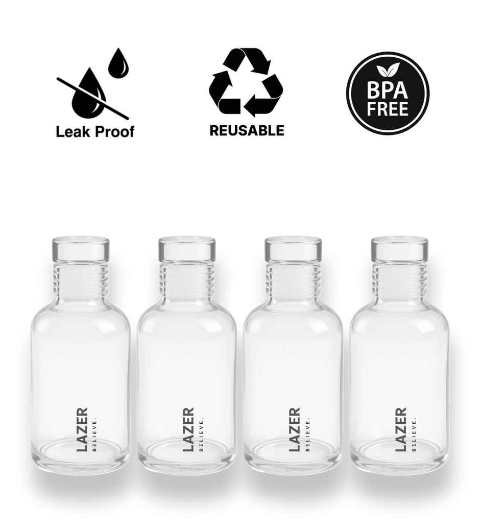 Lazer Pure Borosilicate Glass Water Bottle | BPA-Free | Leak-Proof Durable - 300 ml