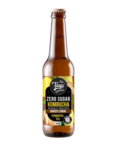Toyo Kombucha Zero Sugar Ginger Lemon | Non-Alcoholic Kombucha
