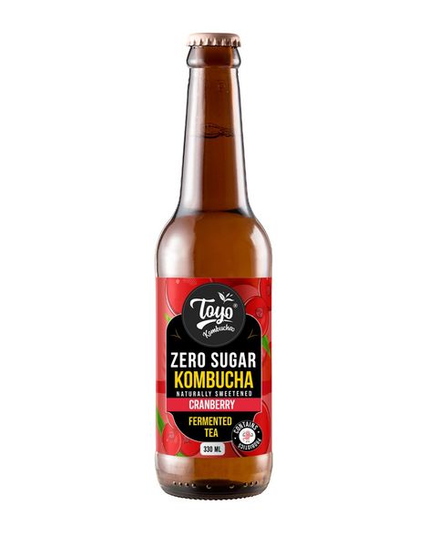 Toyo Kombucha Zero Sugar Cranberry | Non-Alcoholic Kombucha