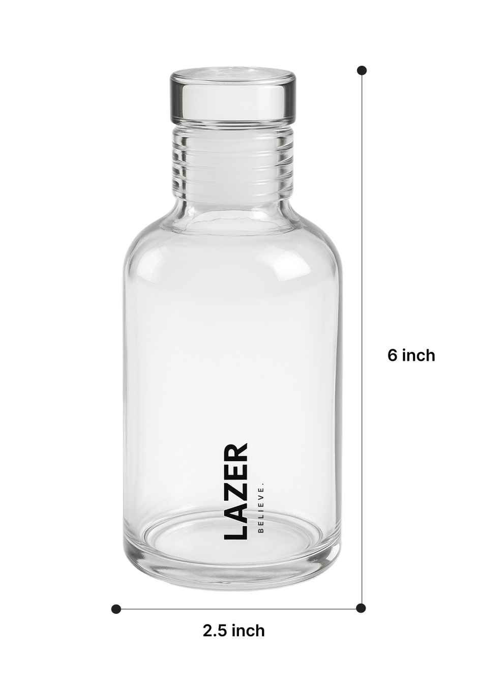 Lazer Pure Borosilicate Glass Water Bottle | BPA-Free, Eco-Friendly | Durable & Leak-Proof - 300 ml