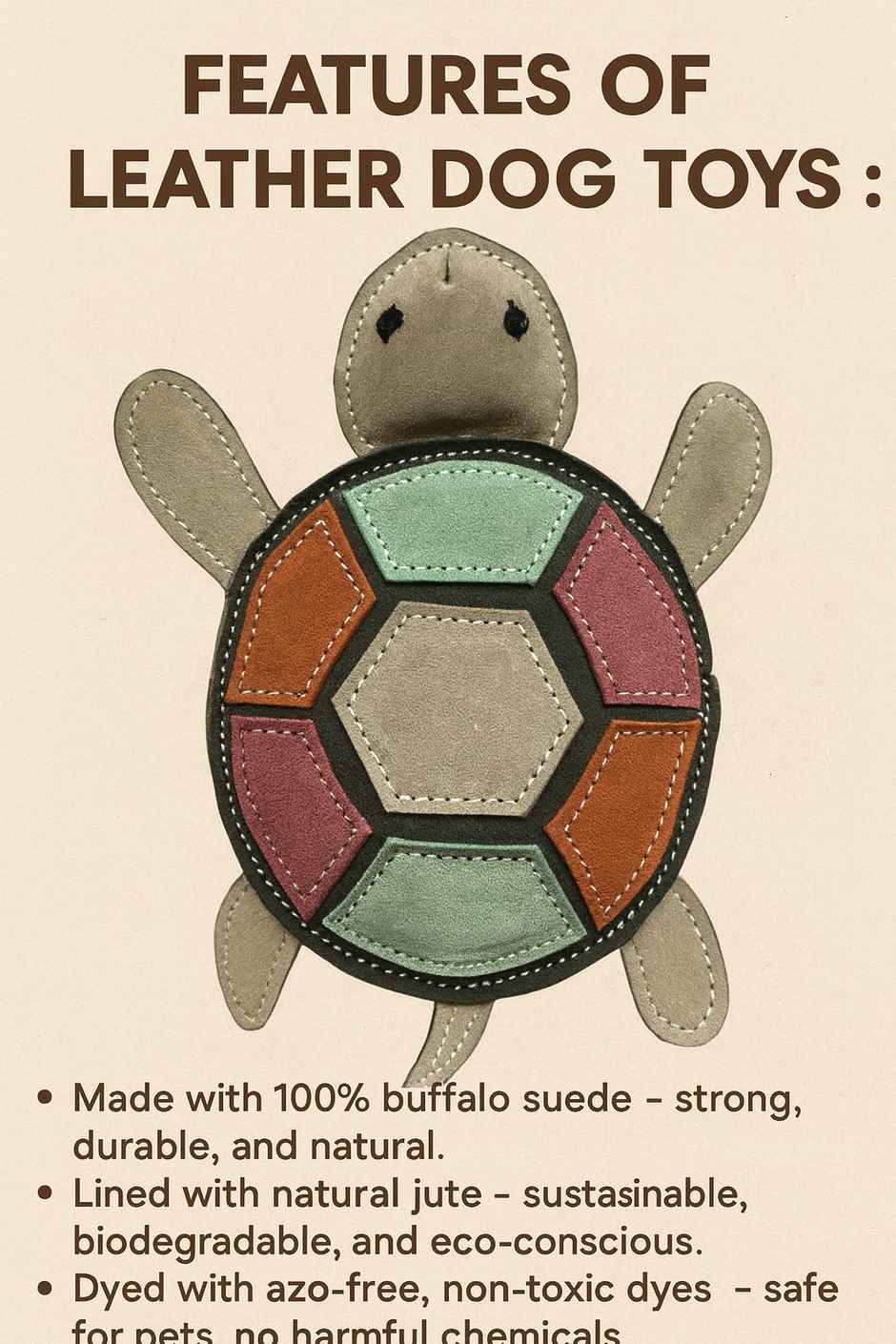 Nootie Leather Chew Toy | Turtle Design for Dogs & Puppies