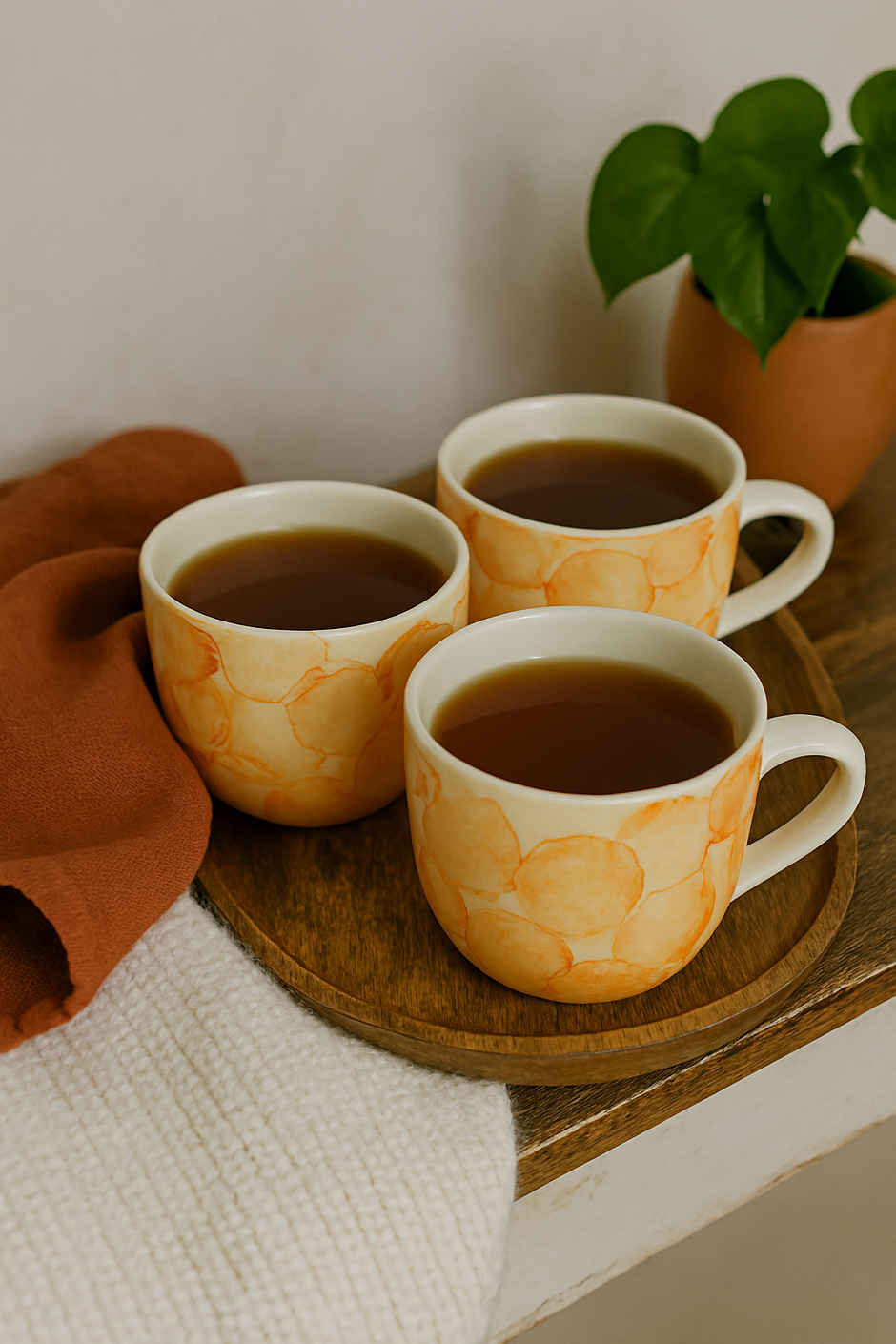 SAFFRON Ceramic Clay Marble Texture Tea and Coffee Cups | Autumn Aura