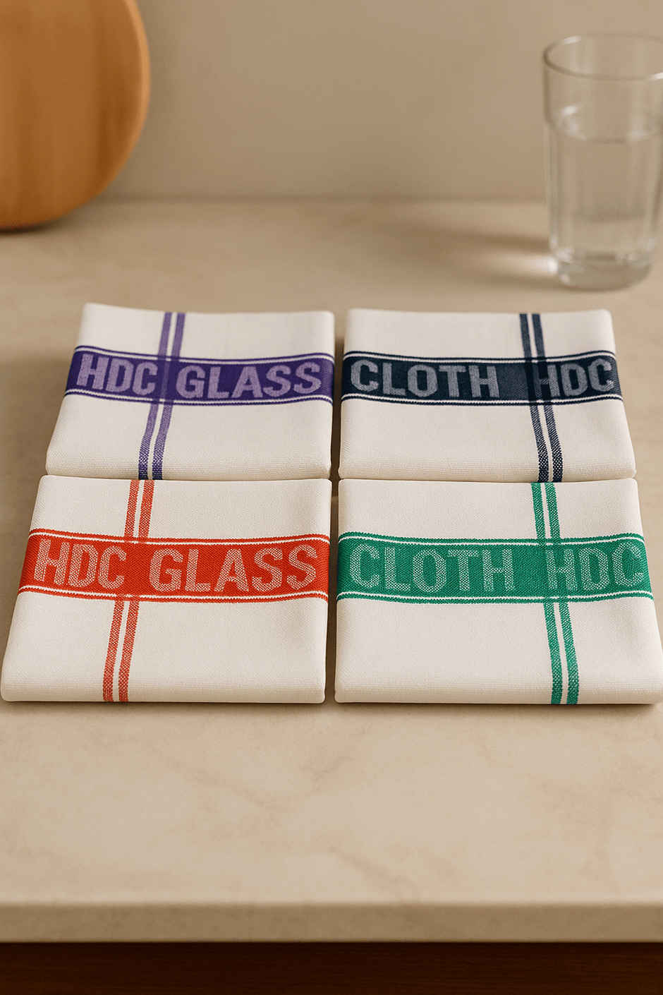 HD Creations Glass Cloth | 43 x 43 cm | Set Of 4 - Assorted Colour & Design