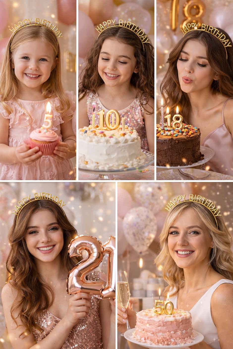 Golden Birthday Girl Tiara with Happy Birthday Theme Party Accessories | BeyondLuv
