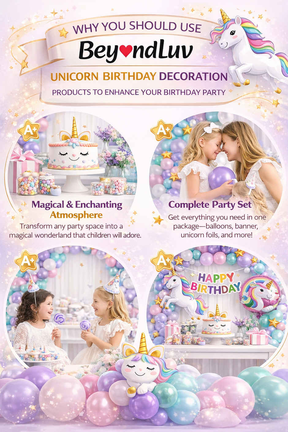 Unicorn Birthday Decoration Kit for Girls Theme Birthday Party | BeyondLuv