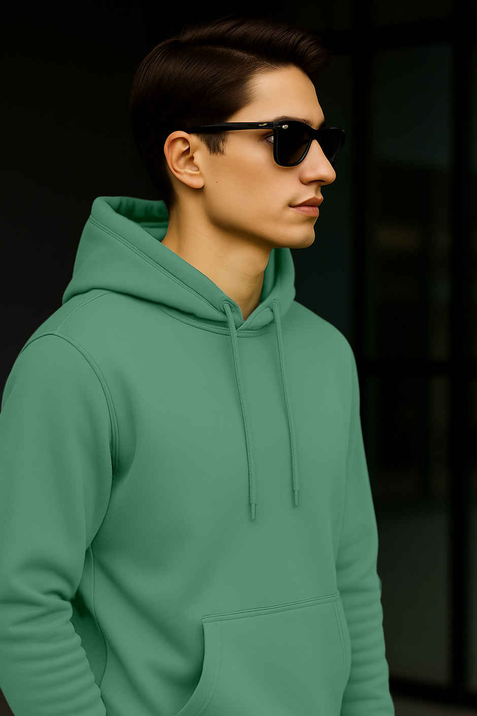 Ftx Men's Solid Regular Fit Full Sleeve Hoodie |Kangaroo Pocket Fleece Sweatshirt |Sea Green-M