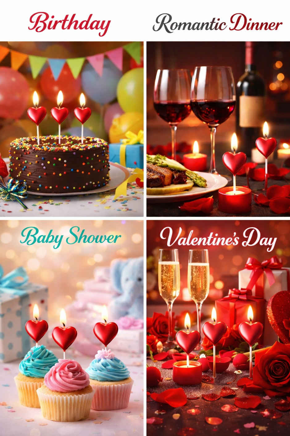 Red Heart Candle for Birthday, Anniversary & Love Decoration Items Kit | BeyondLuv