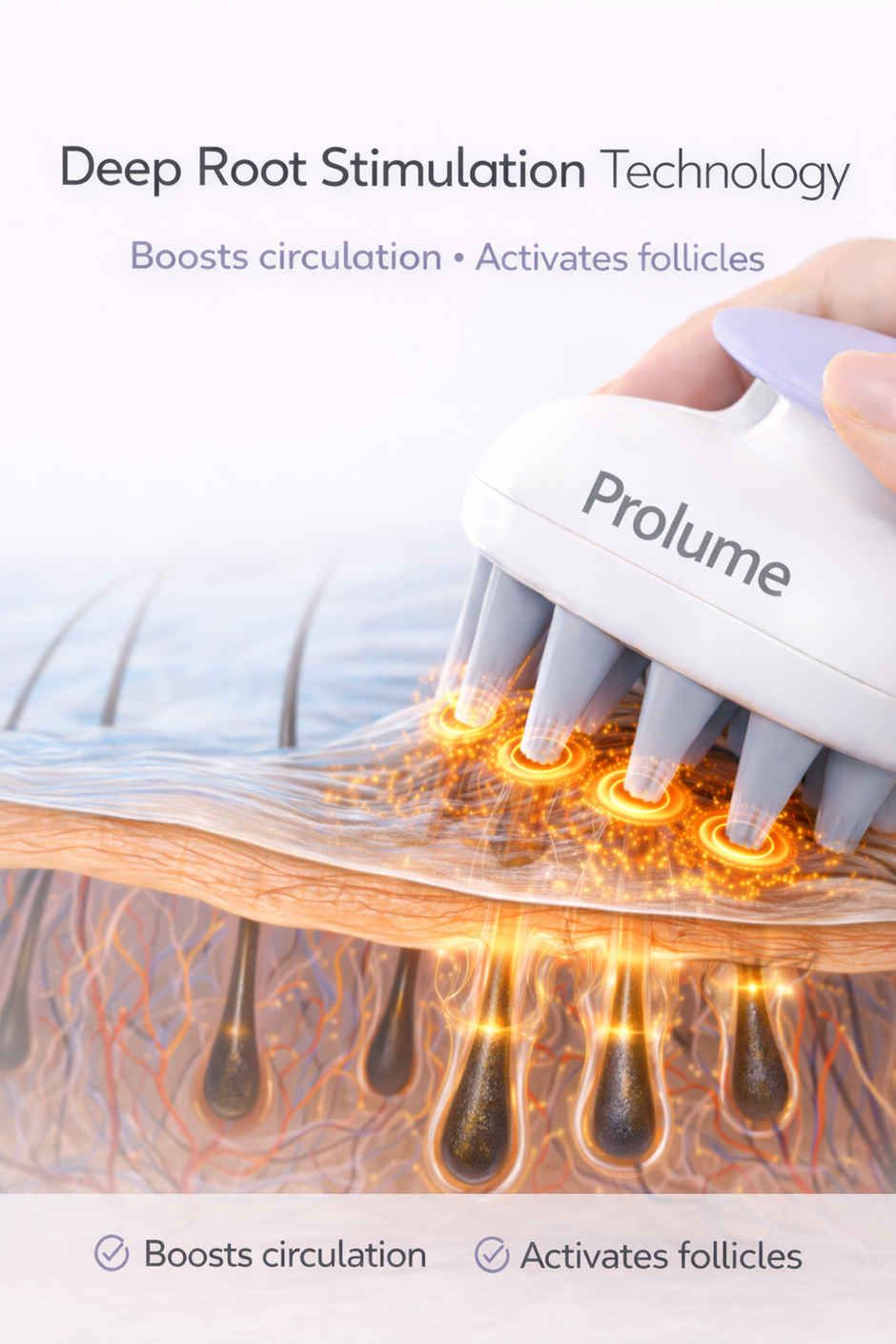 Sanfe Prolume Hair Scalp Massager Brush for Shampoo & Oil | Silicone Head Massager