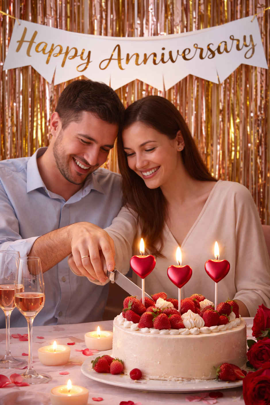 Red Heart Candle for Birthday, Anniversary & Love Decoration Items Kit | BeyondLuv