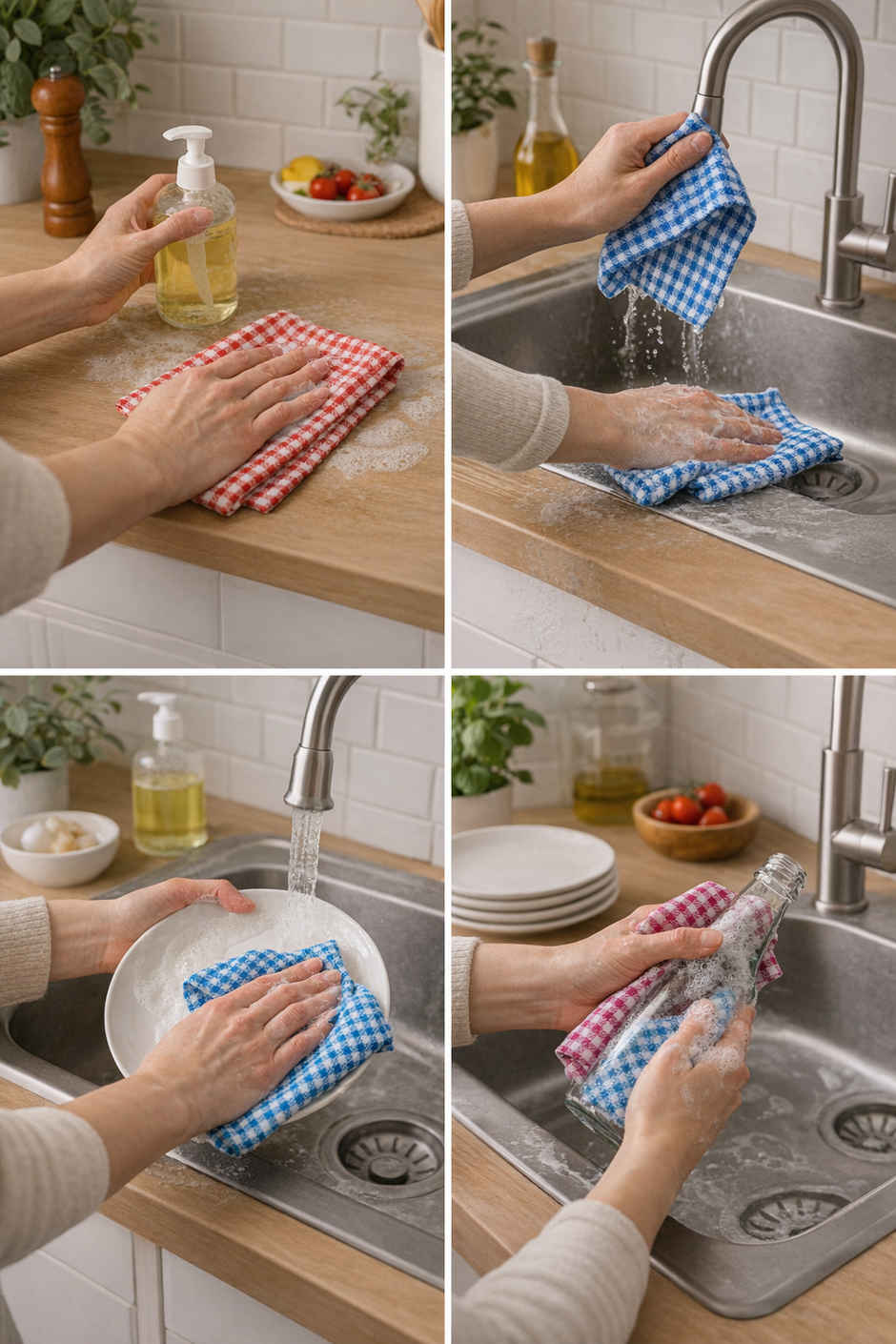 HD Creations Kitchen Towel Diamond Design (Pack Of 4) Combo  