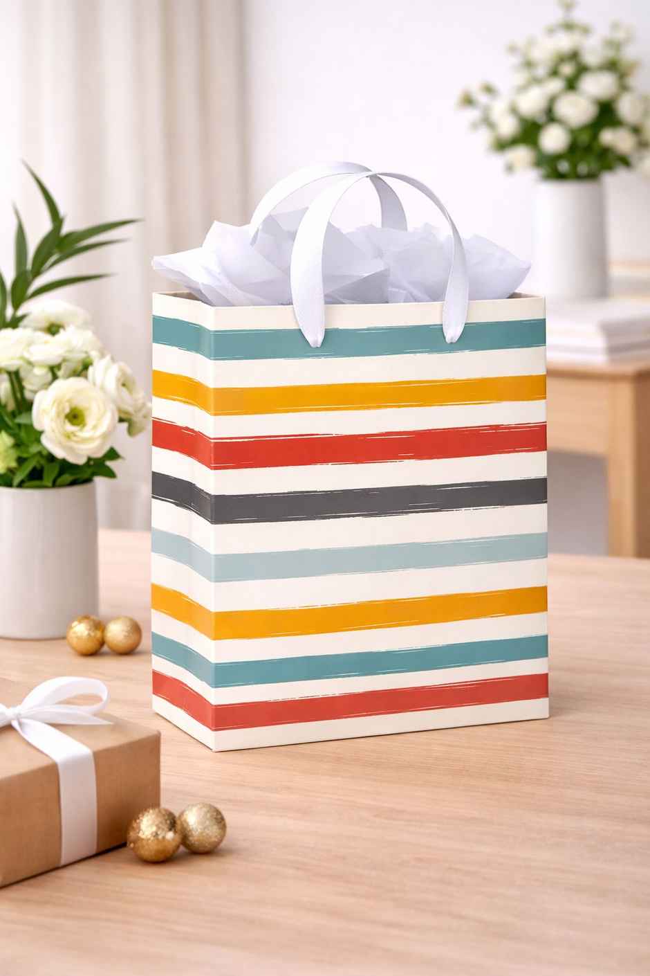 Multi Stripe Artistic Gift Bag | Large | Bright Storey