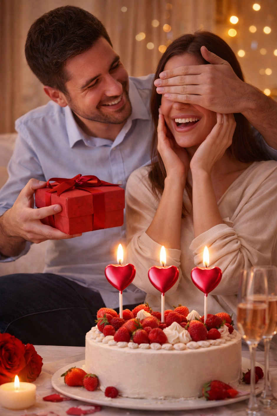 Red Heart Candle for Birthday, Anniversary & Love Decoration Items Kit | BeyondLuv
