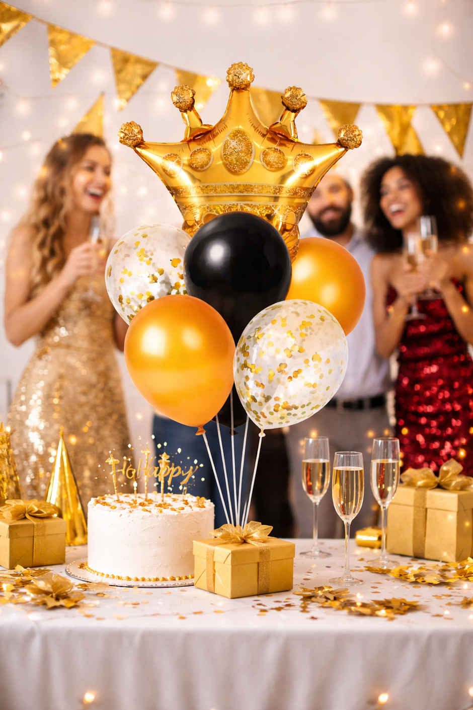 Golden Foil & Latex Balloon Decoration Combo for Birthday & Anniversary Party | BeyondLuv