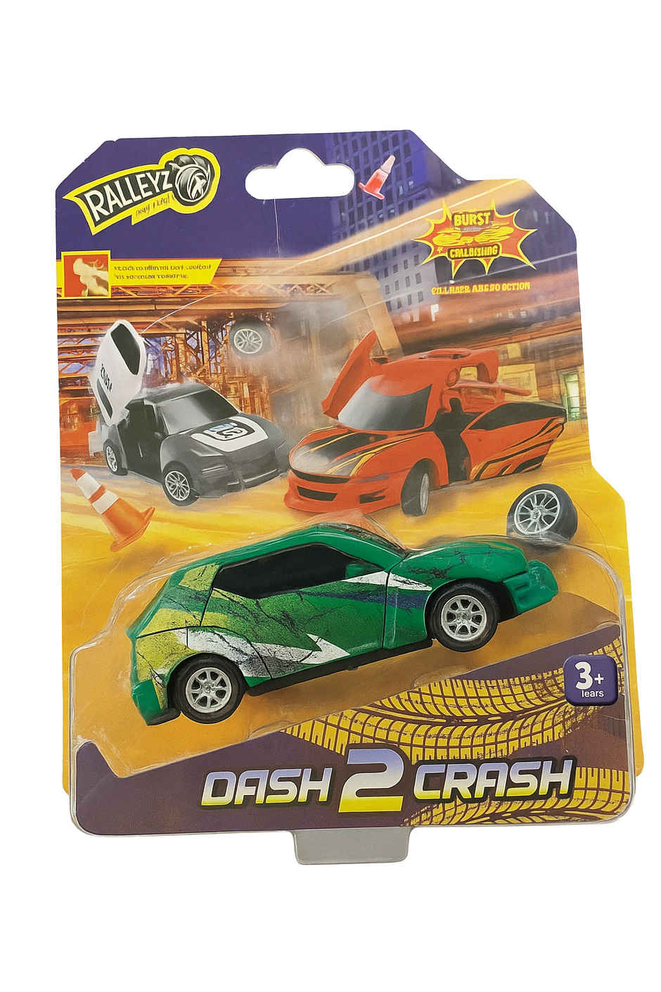 Ralleyz Dash 2 Crash Pull Back & Go Action Car | Dark Green | 3Y+