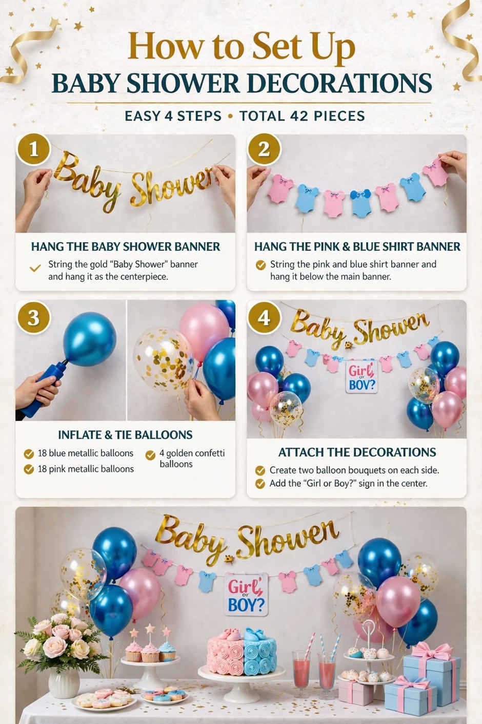Baby Shower Decoration Kit for Mom To Be Party with Banners & Balloons | BeyondLuv