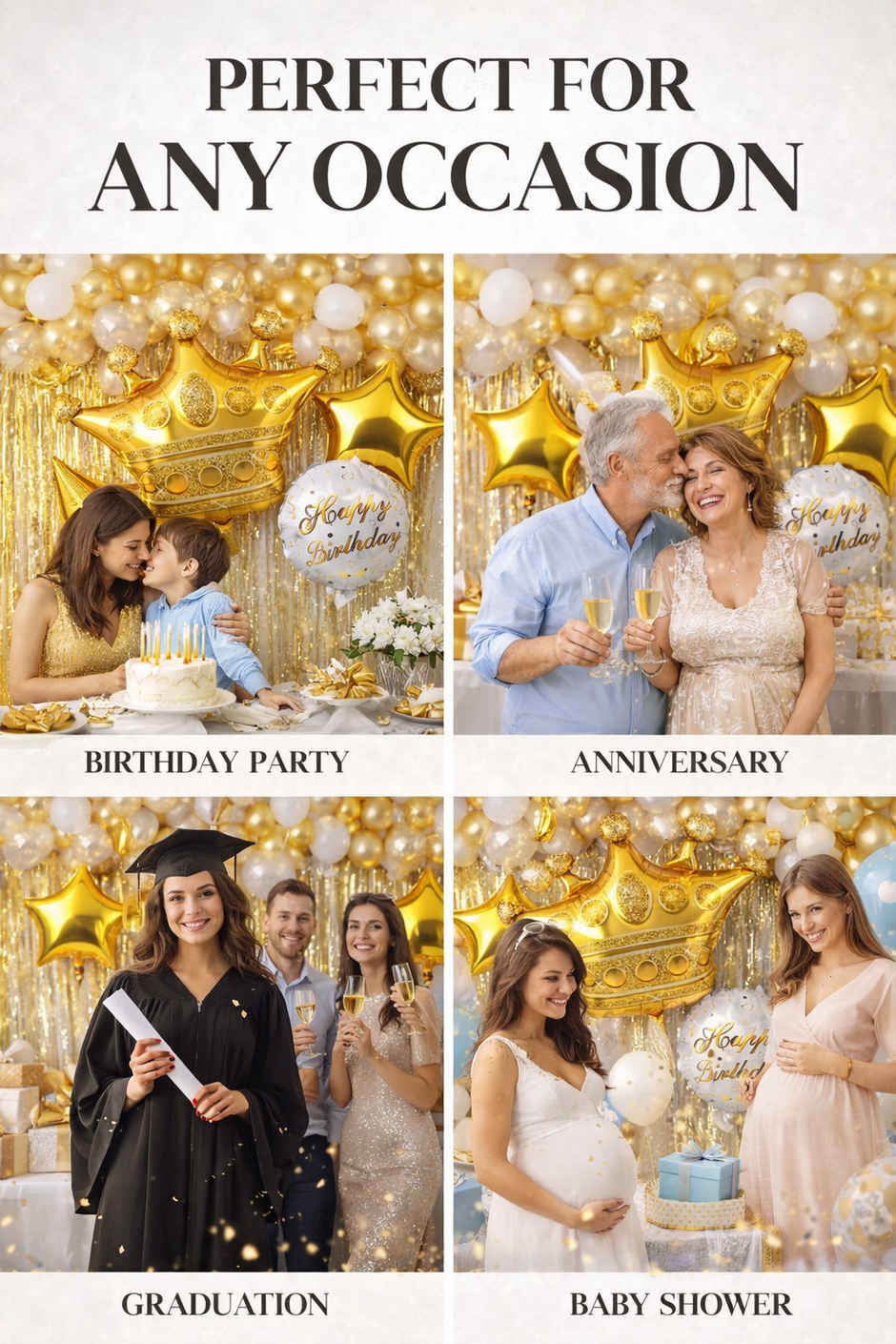 Happy Birthday Foil Balloon Set 5Pcs for Girls, Boys, Kids & Adults | BeyondLuv