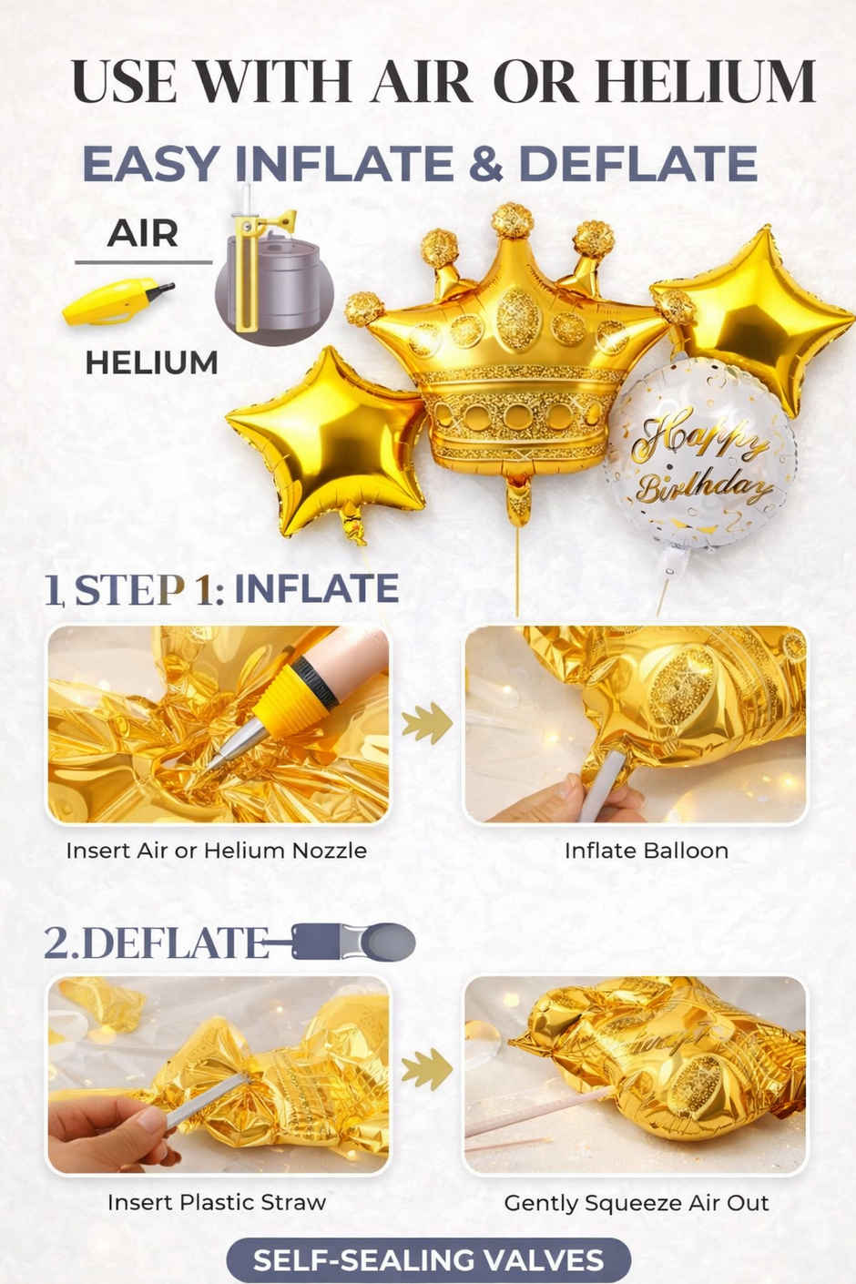 Happy Birthday Foil Balloon Set 5Pcs for Girls, Boys, Kids & Adults | BeyondLuv